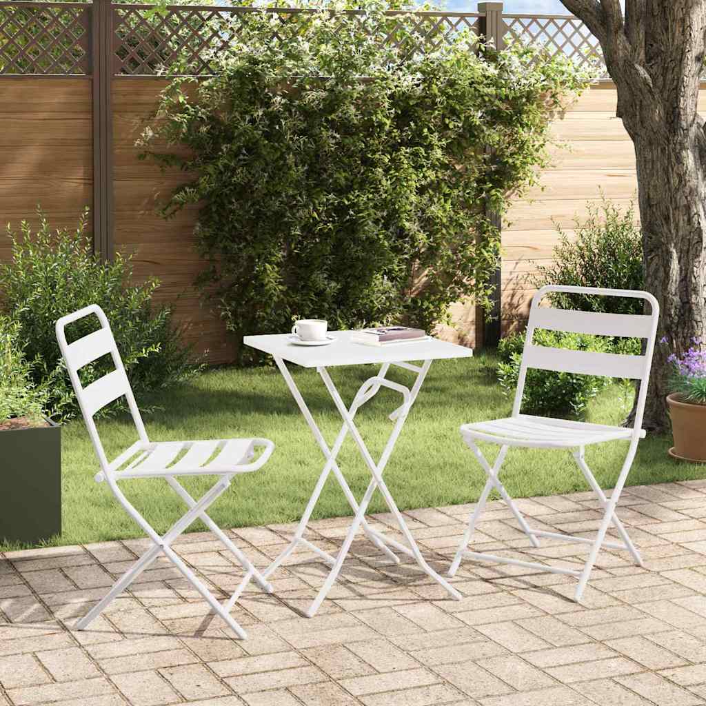 Bistro Set Folding 3 pcs White Steel