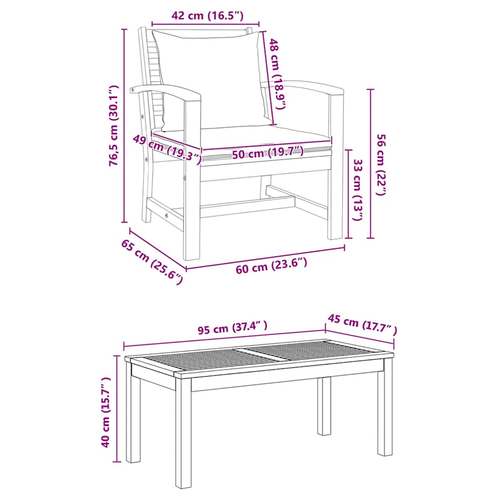 Garden Sofa Set Natural Solid teak wood