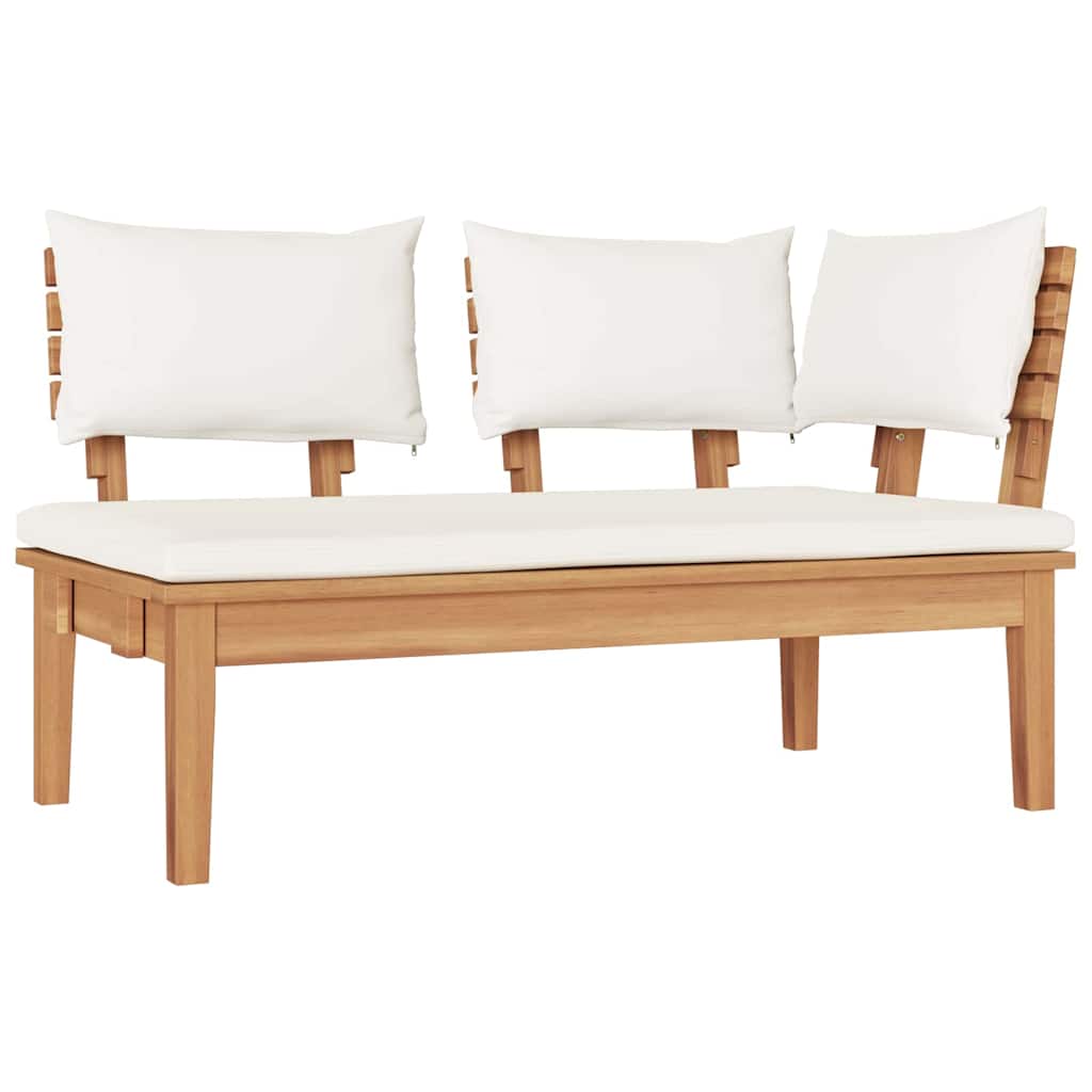 Garden Bench Set with Cushion 5 pcs Brown and Cream