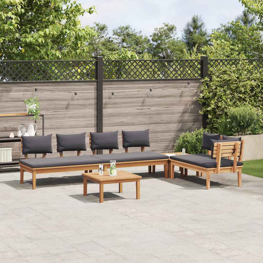Garden Bench Set with Cushion with Storage 5 pcs Brown and Grey