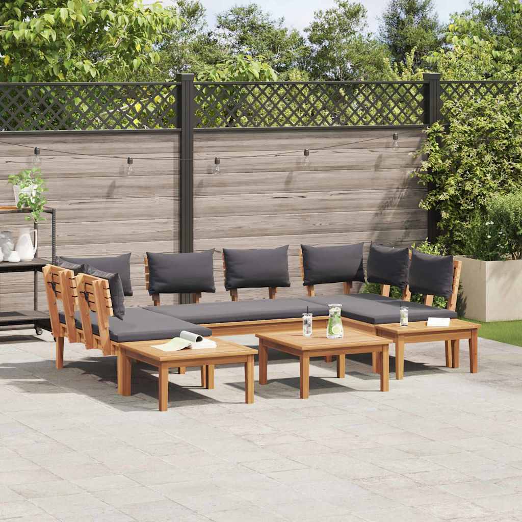 Garden Bench Set with Cushion with Storage 4 pcs Brown and Grey