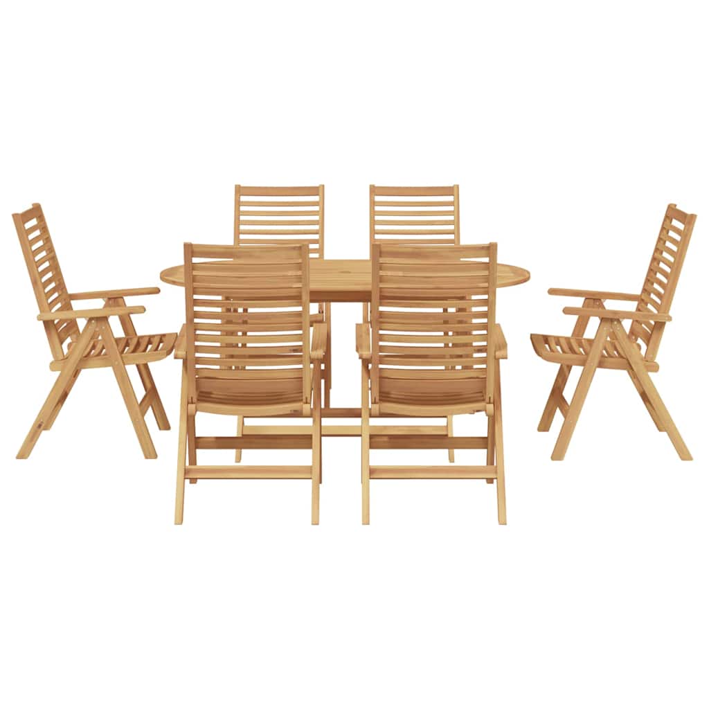 Garden Dining Set 7 pcs Brown Solid teak wood