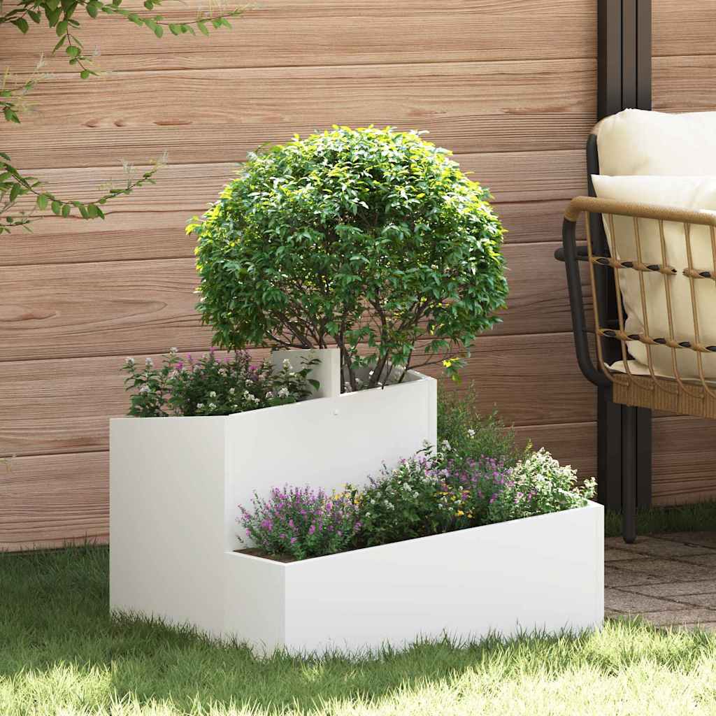 Garden Planter White 60 x 60 x 50 cm Cold-rolled Steel