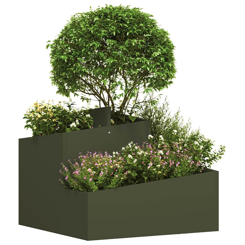 Garden Planter Olive Green 60 x 60 x 50 cm Cold-rolled Steel