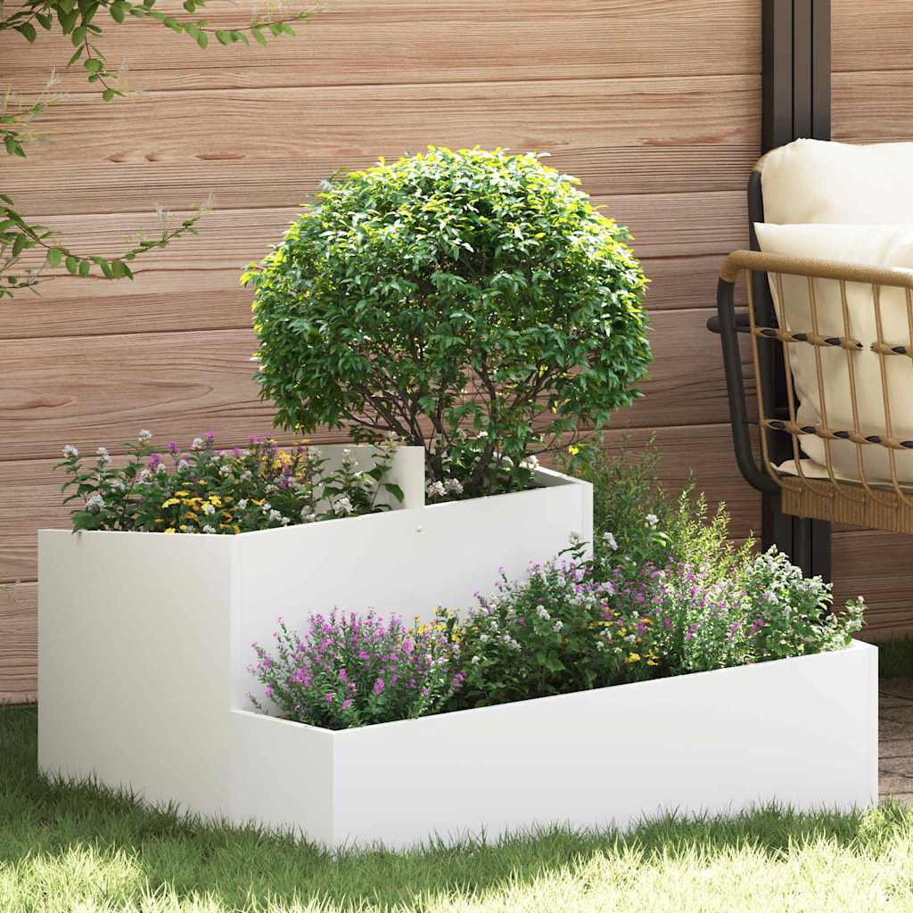 Garden Planter White 80 x 80 x 50 cm Cold-rolled Steel