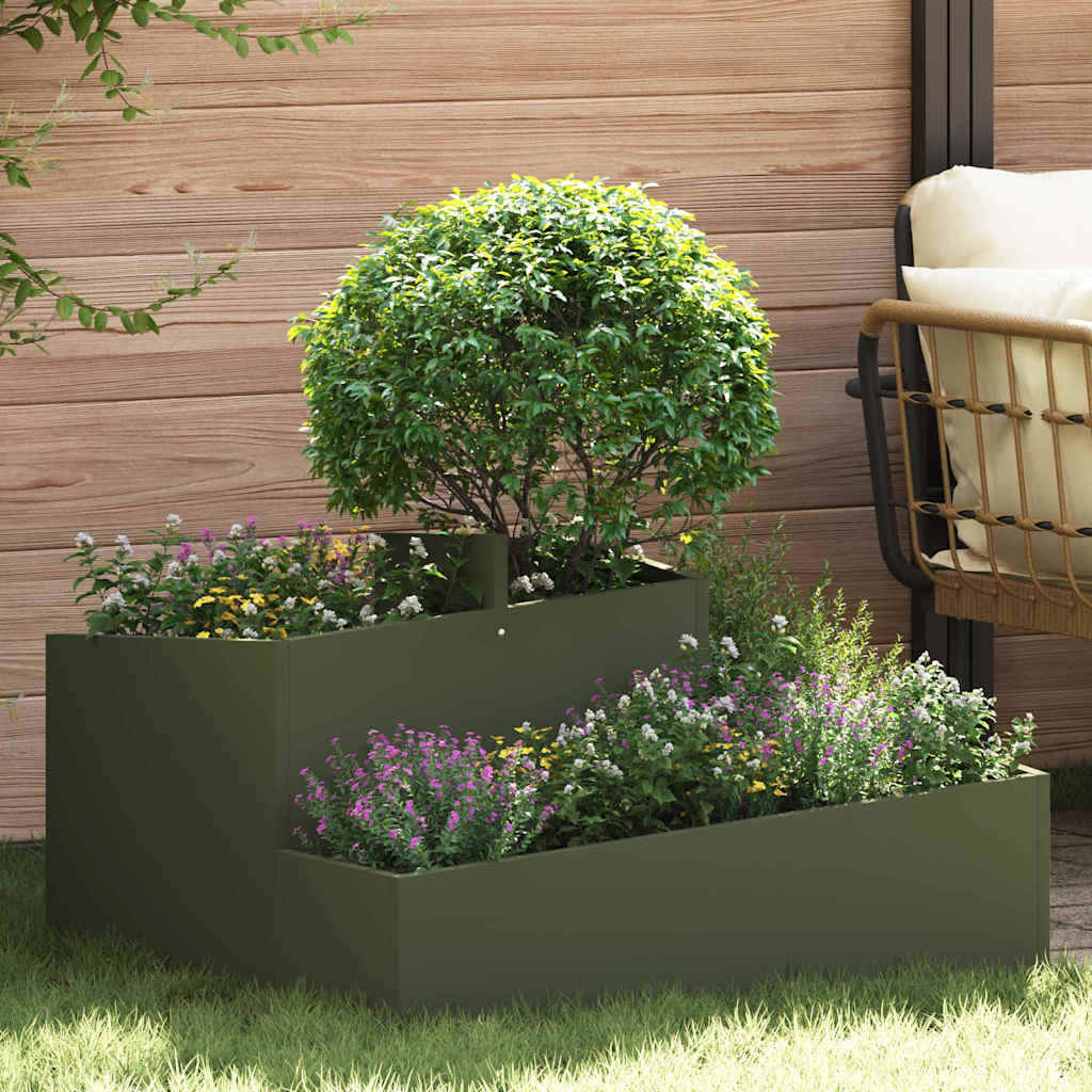 Garden Planter Olive green 80 x 80 x 50 cm Cold-rolled steel
