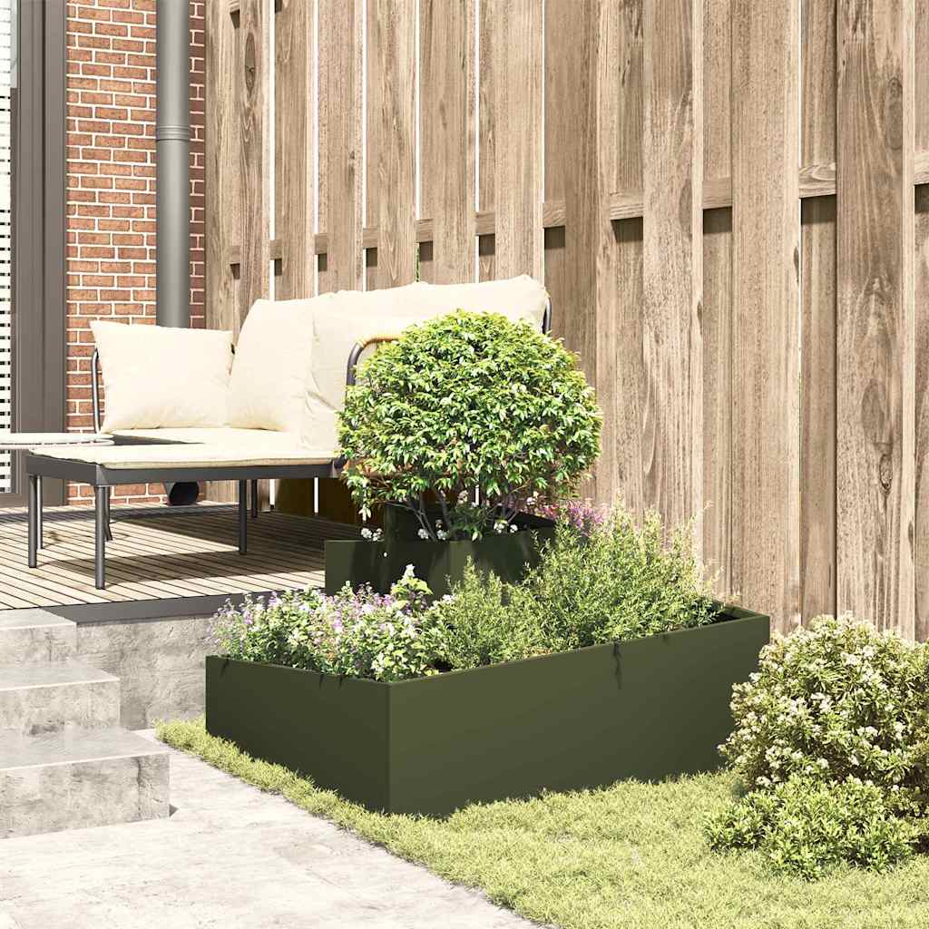 Garden Planter Olive green 80 x 80 x 50 cm Cold-rolled steel