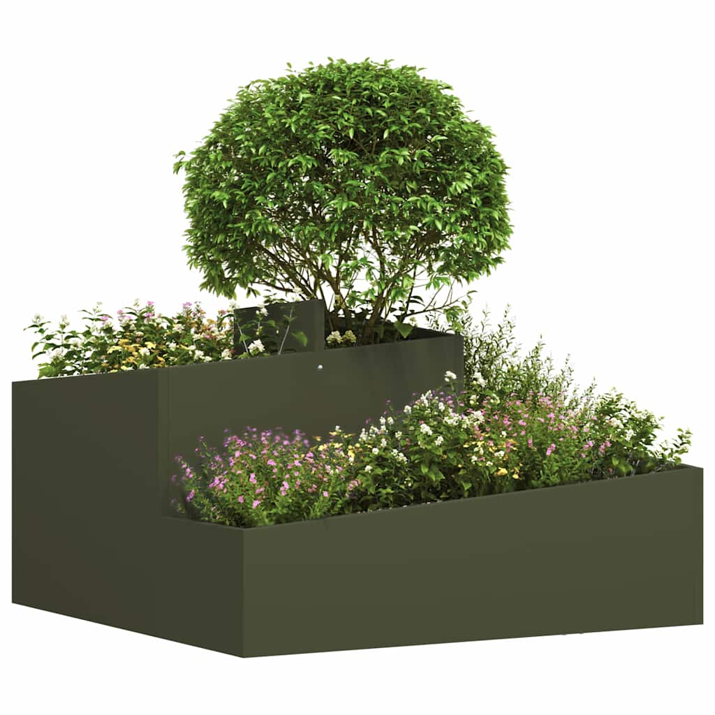 Garden Planter Olive green 80 x 80 x 50 cm Cold-rolled steel