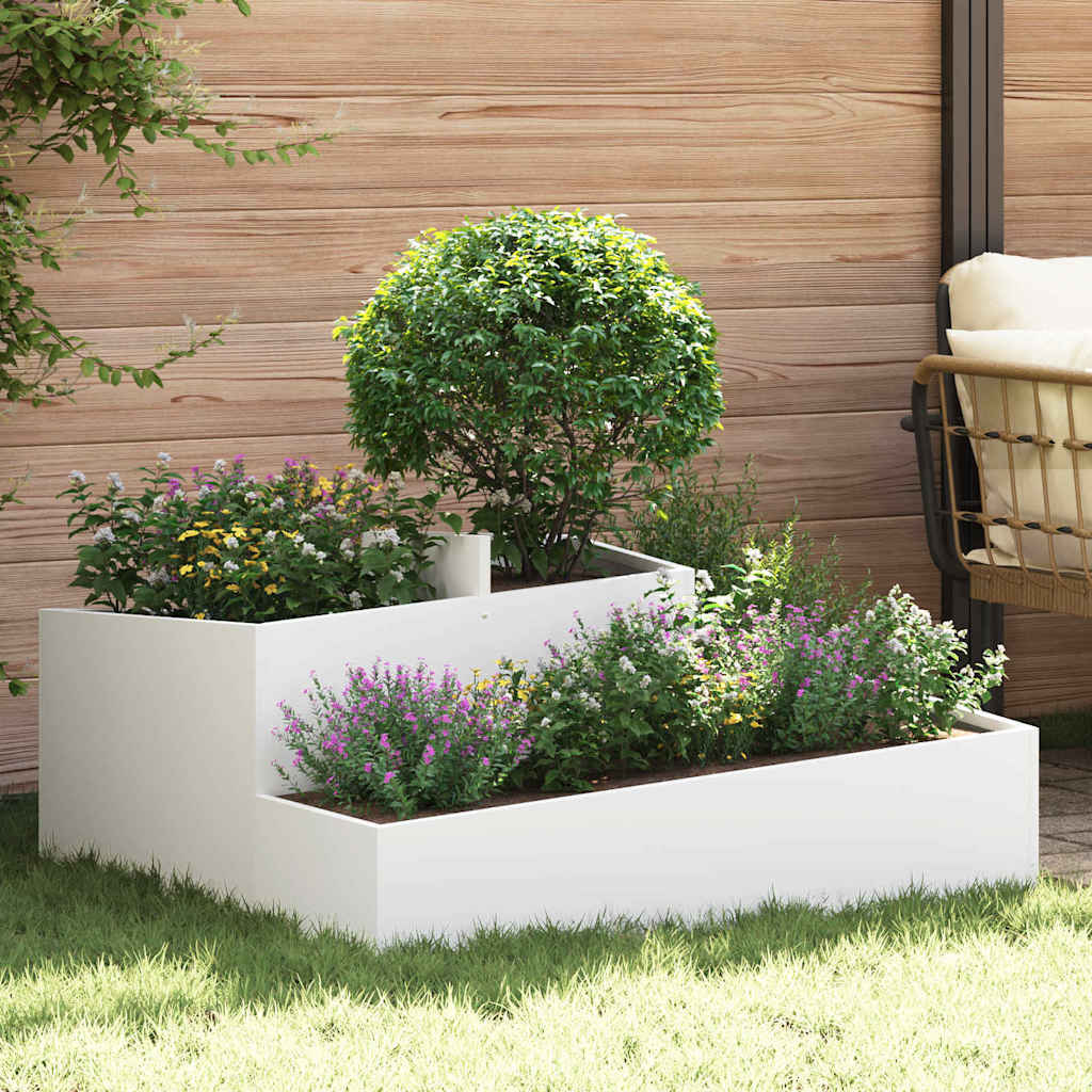 Garden Planter White 100 x 100 x 50 cm Cold-rolled Steel