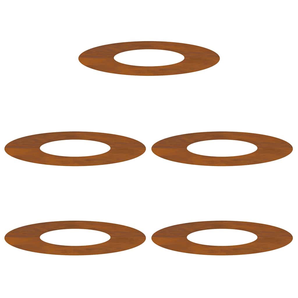 Flat Tree Rings 5 pcs Brown Ø30 / 60 cm Weathering steel