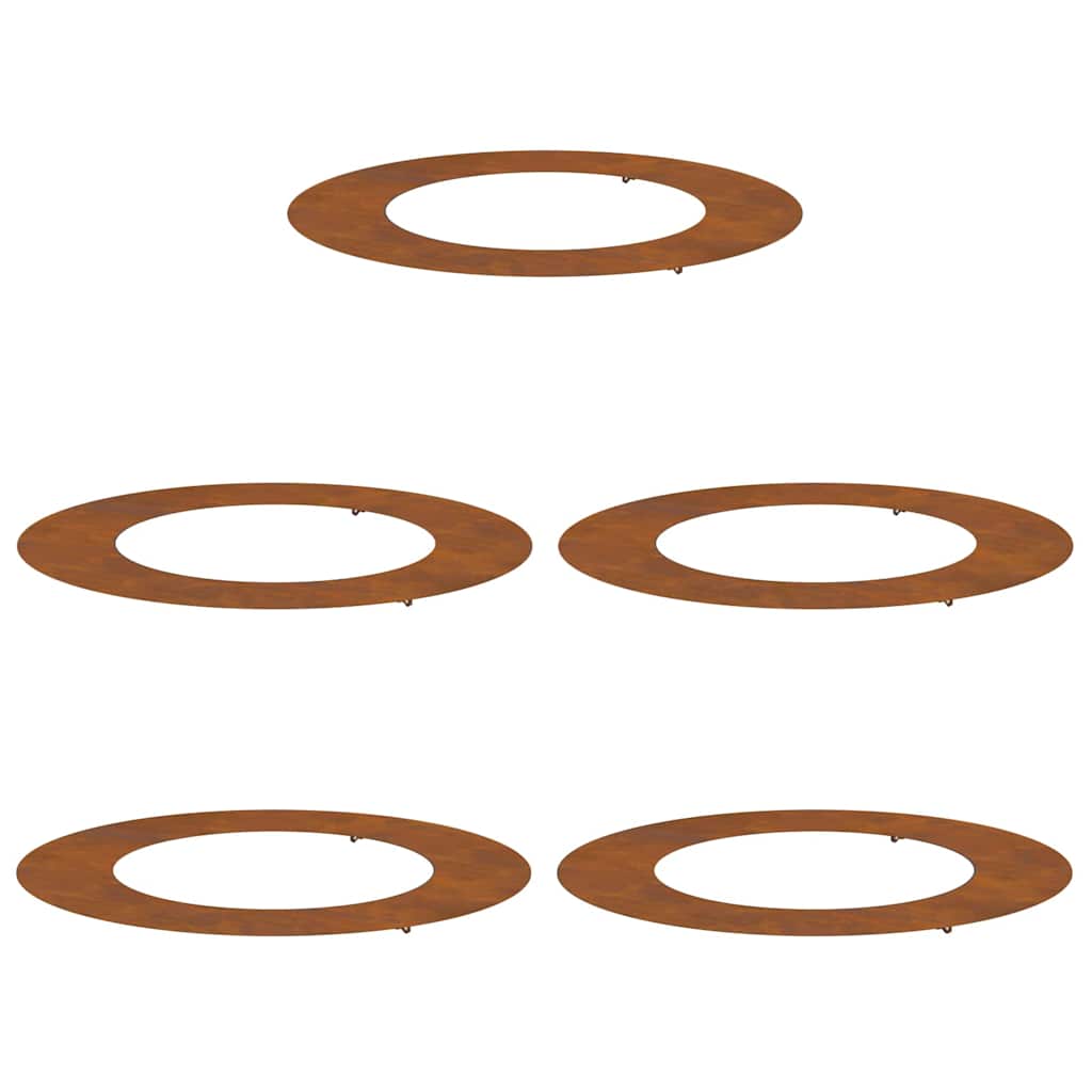 Flat Tree Rings 5 pcs Brown Ø50 / 80 cm Weathering steel