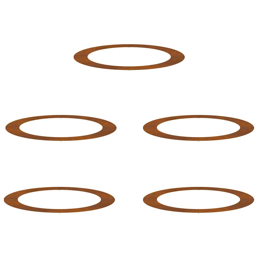 Flat Tree Rings 5 pcs Brown Ø90 / 120 cm Weathering steel