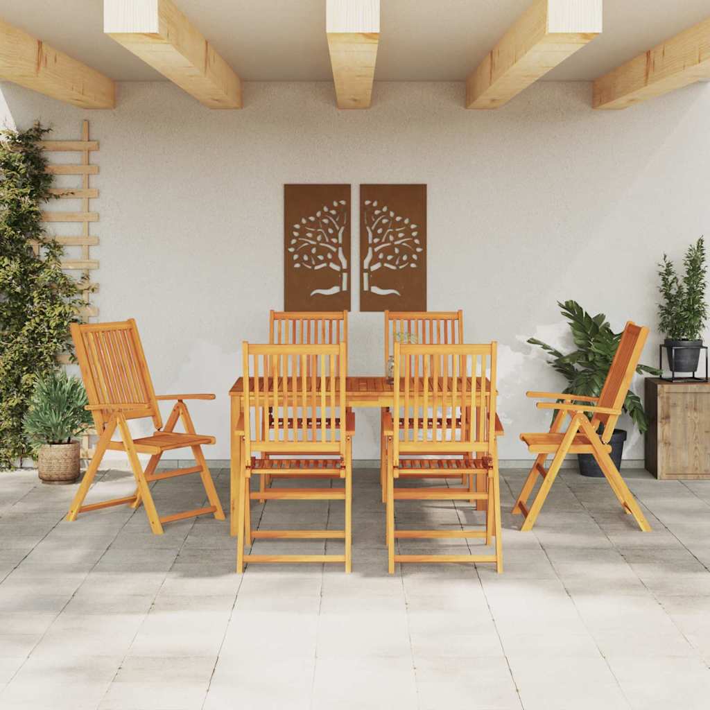 Garden Dining Set Folding 7 pcs Brown Solid Acacia Wood