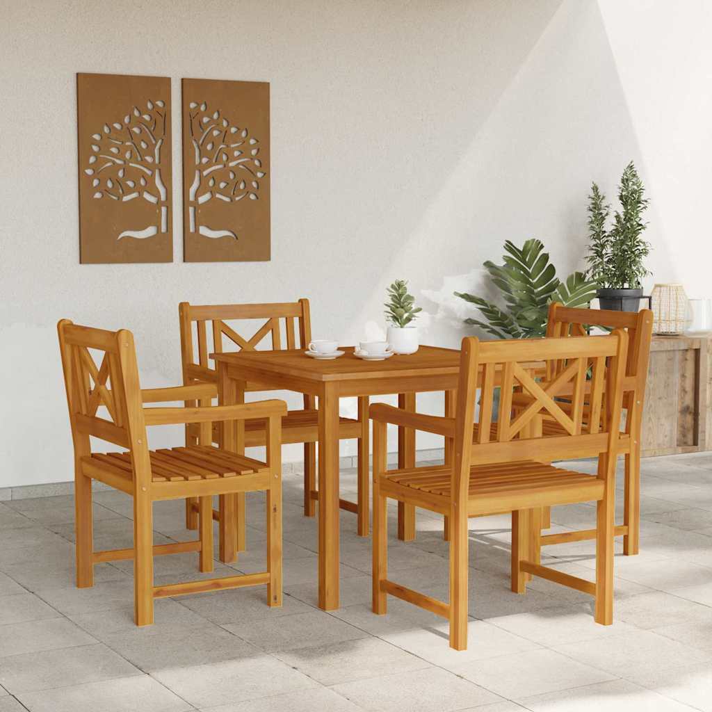 Garden Dining Set 5 pcs Brown Solid Acacia wood