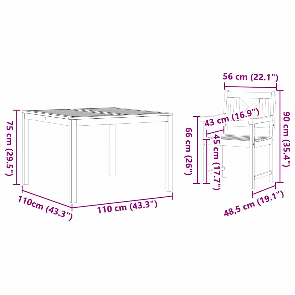 Garden Dining Set 5 pcs Brown Solid Acacia wood