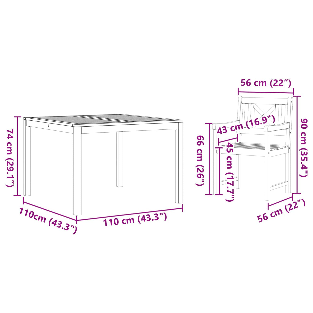 Garden Dining Set 5 pcs Brown Solid Acacia wood