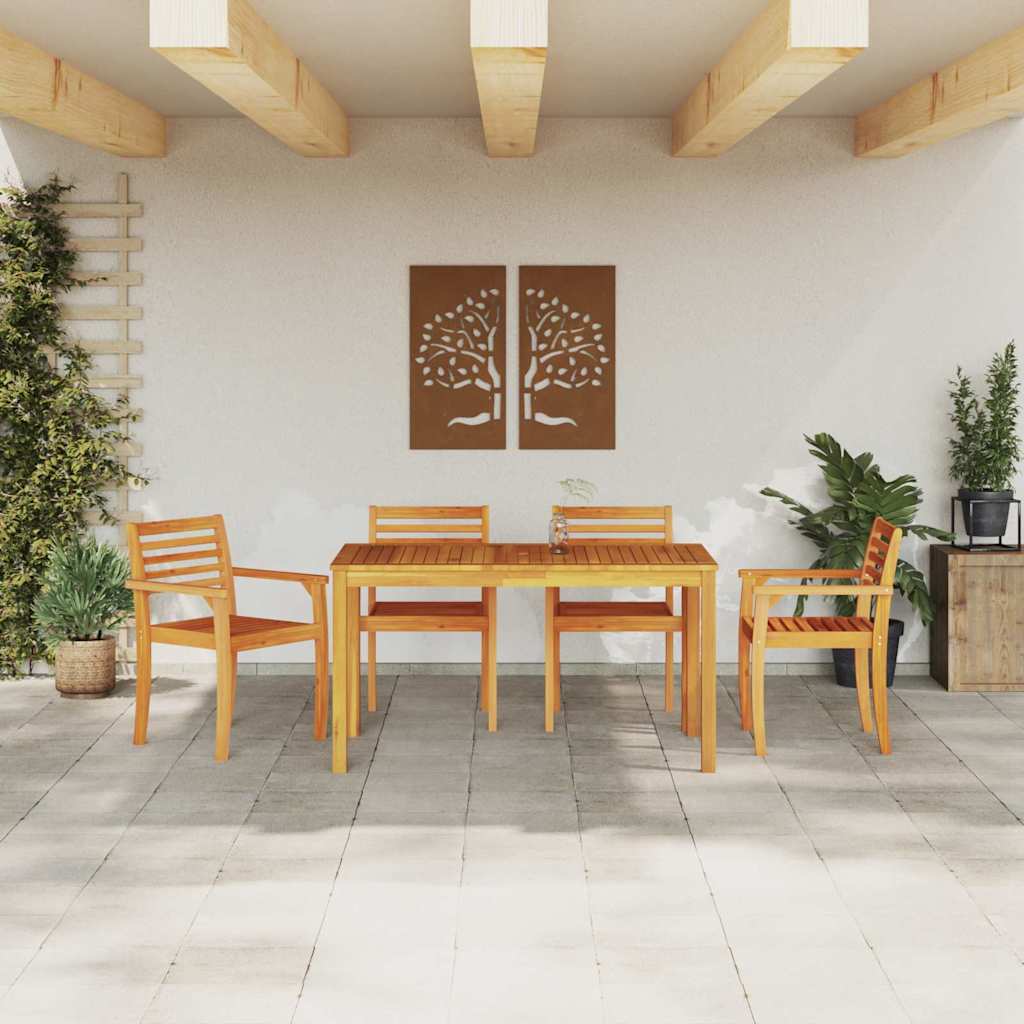 Garden Dining Set 5 pcs Brown Solid Acacia Wood