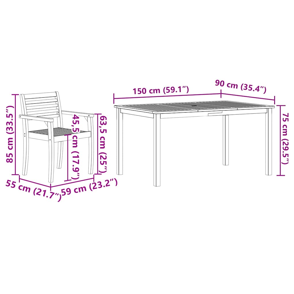 Garden Dining Set 7 pcs Brown Solid Acacia Wood