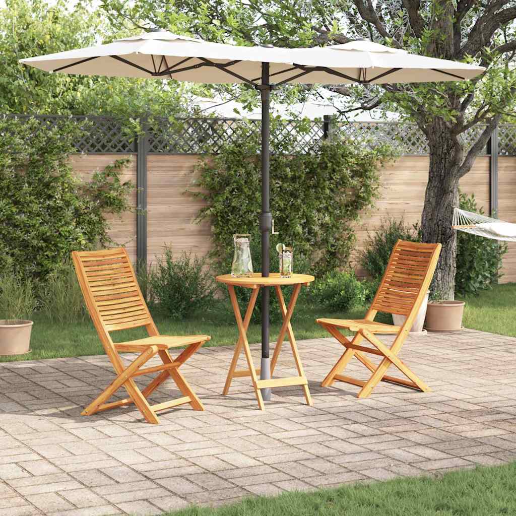 Folding Bistro Set Folding 3 pcs Brown Solid acacia wood