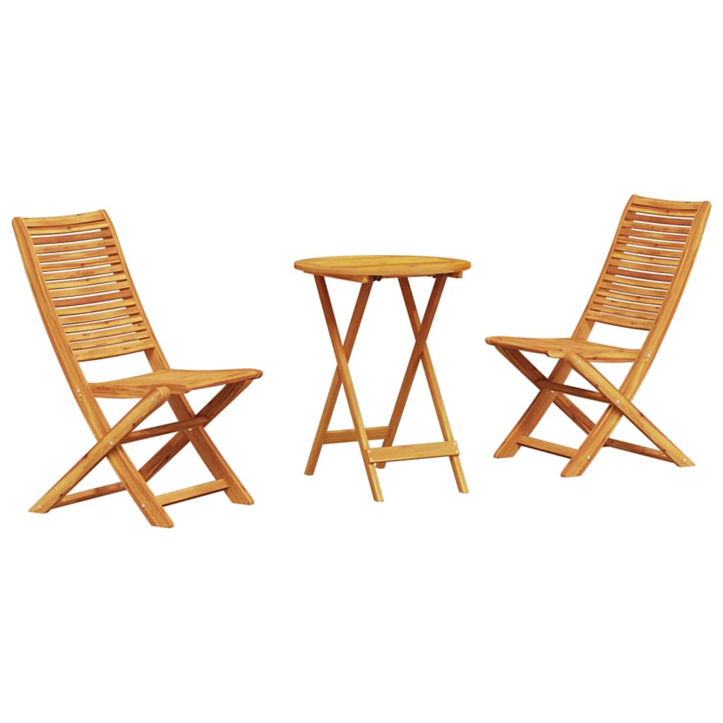 Folding Bistro Set Folding 3 pcs Brown Solid acacia wood