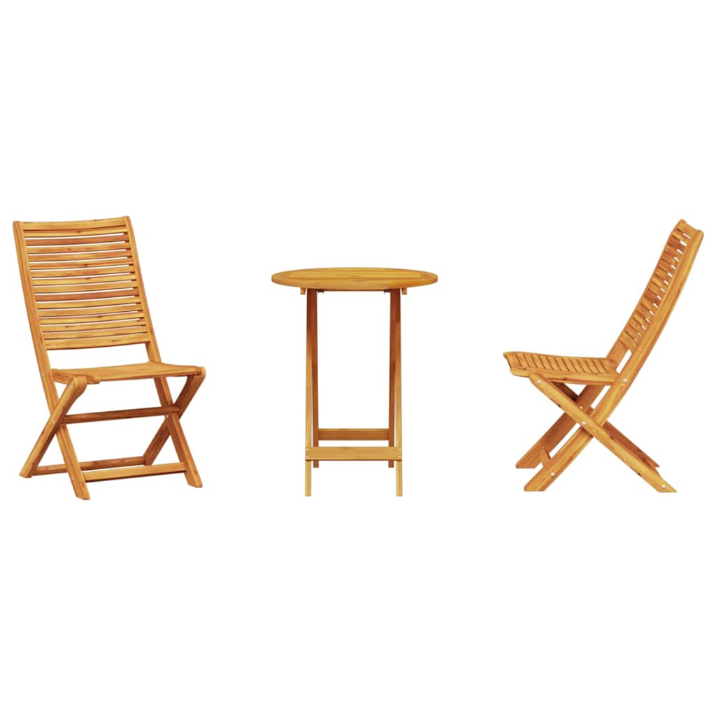 Folding Bistro Set Folding 3 pcs Brown Solid acacia wood