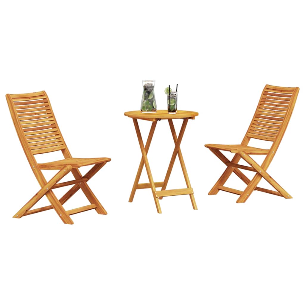 Folding Bistro Set Folding 3 pcs Brown Solid acacia wood