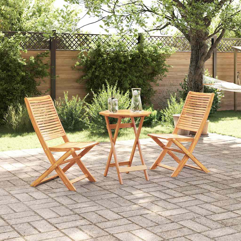 Folding Bistro Set Folding 3 pcs Brown Solid acacia wood