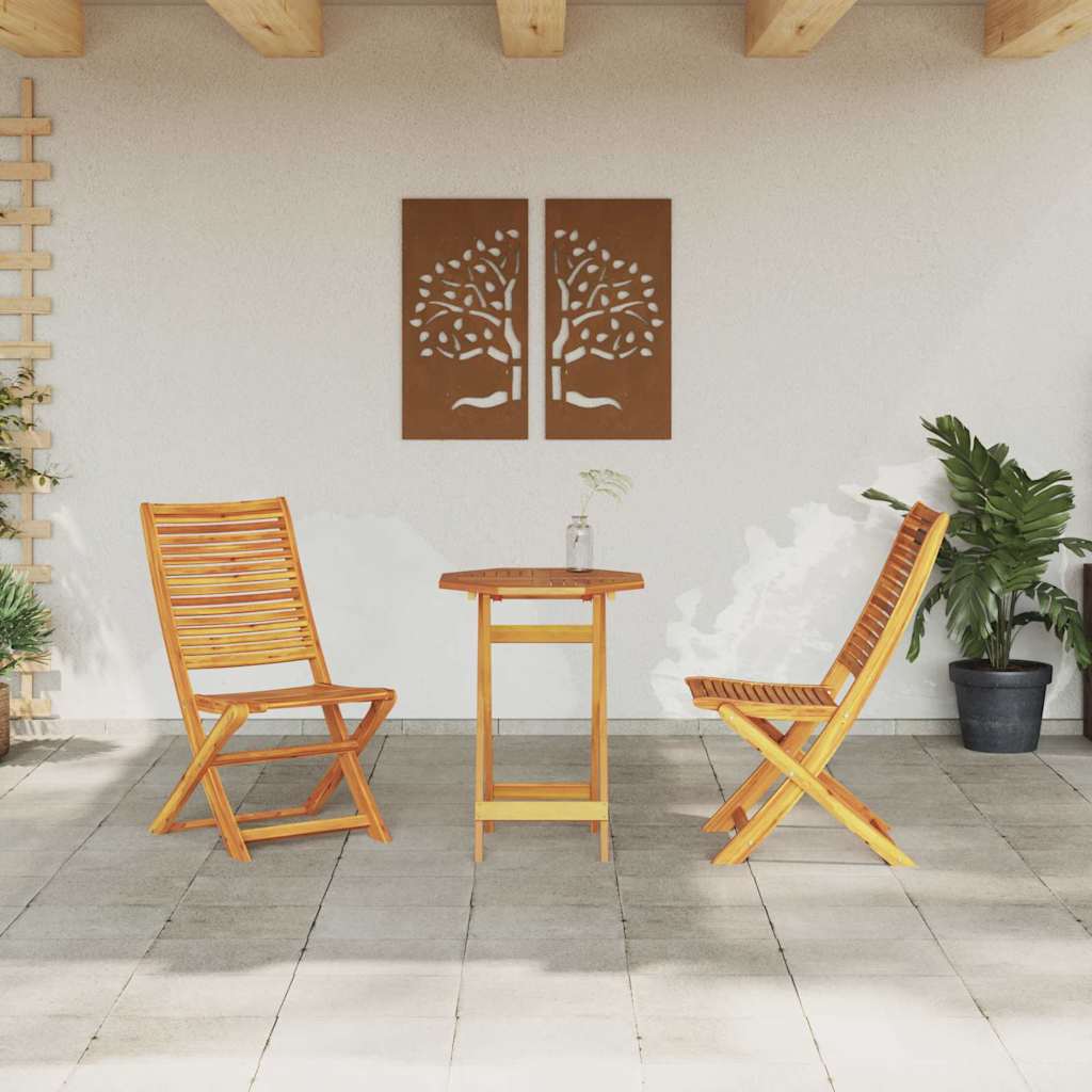 Folding Bistro Set Folding 3 pcs Brown Solid acacia wood