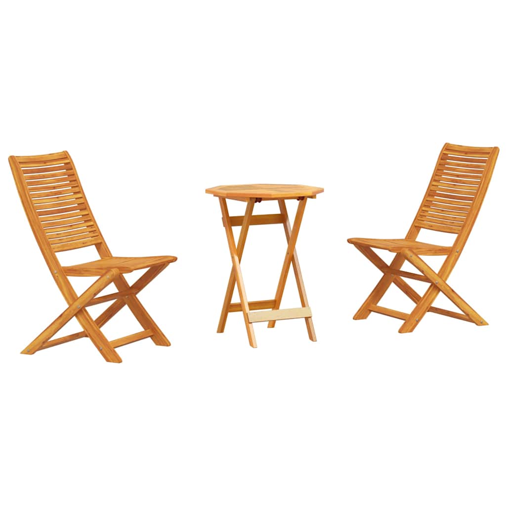 Folding Bistro Set Folding 3 pcs Brown Solid acacia wood