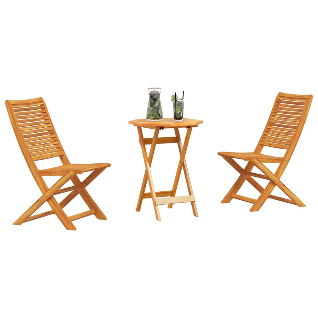 Folding Bistro Set Folding 3 pcs Brown Solid acacia wood