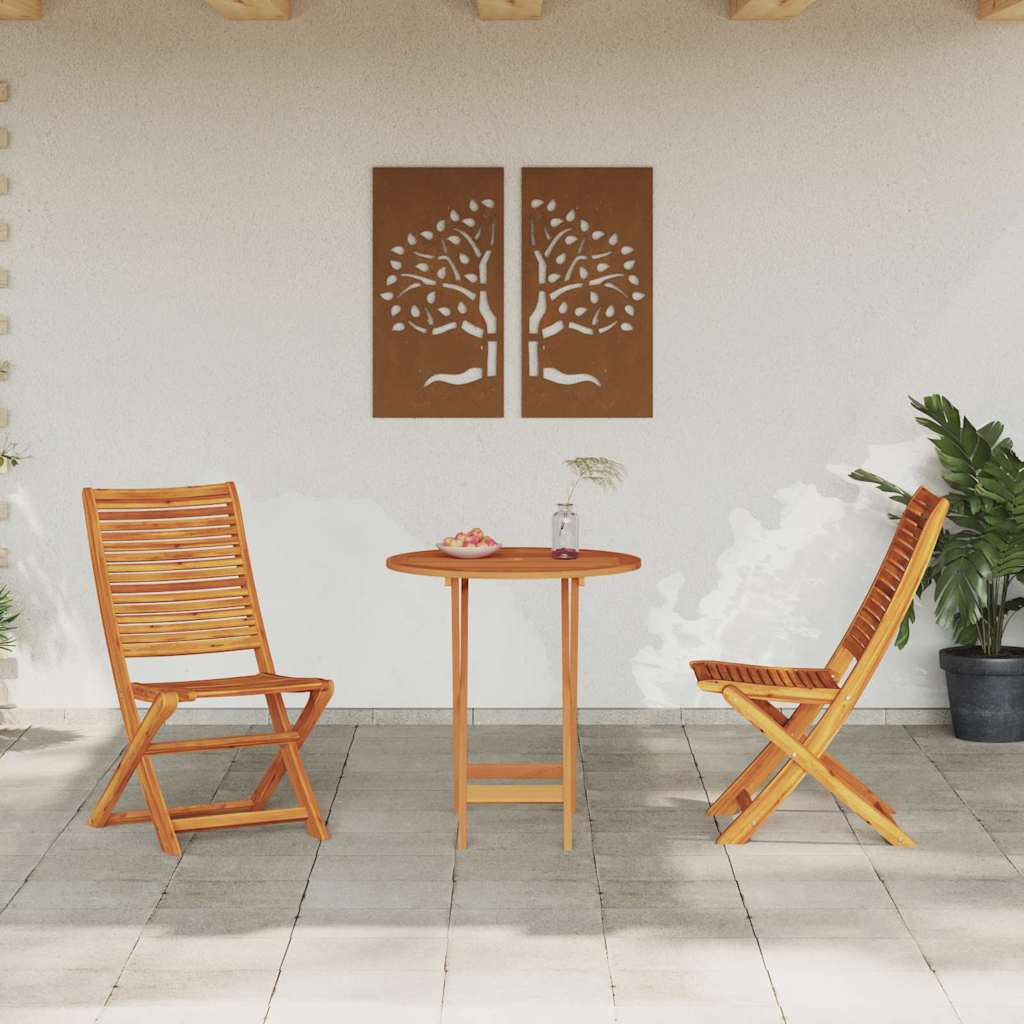 Folding Bistro Set Folding 3 pcs Brown Solid acacia wood
