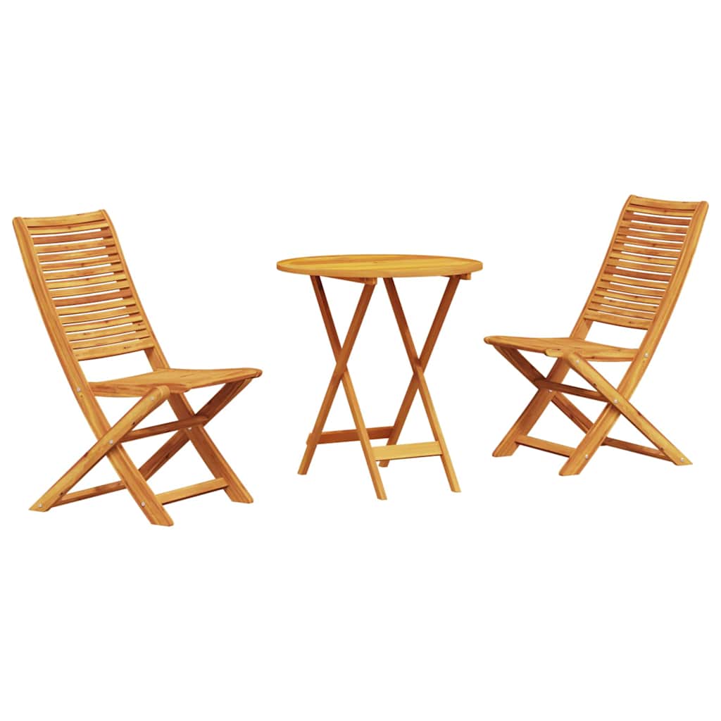 Folding Bistro Set Folding 3 pcs Brown Solid acacia wood