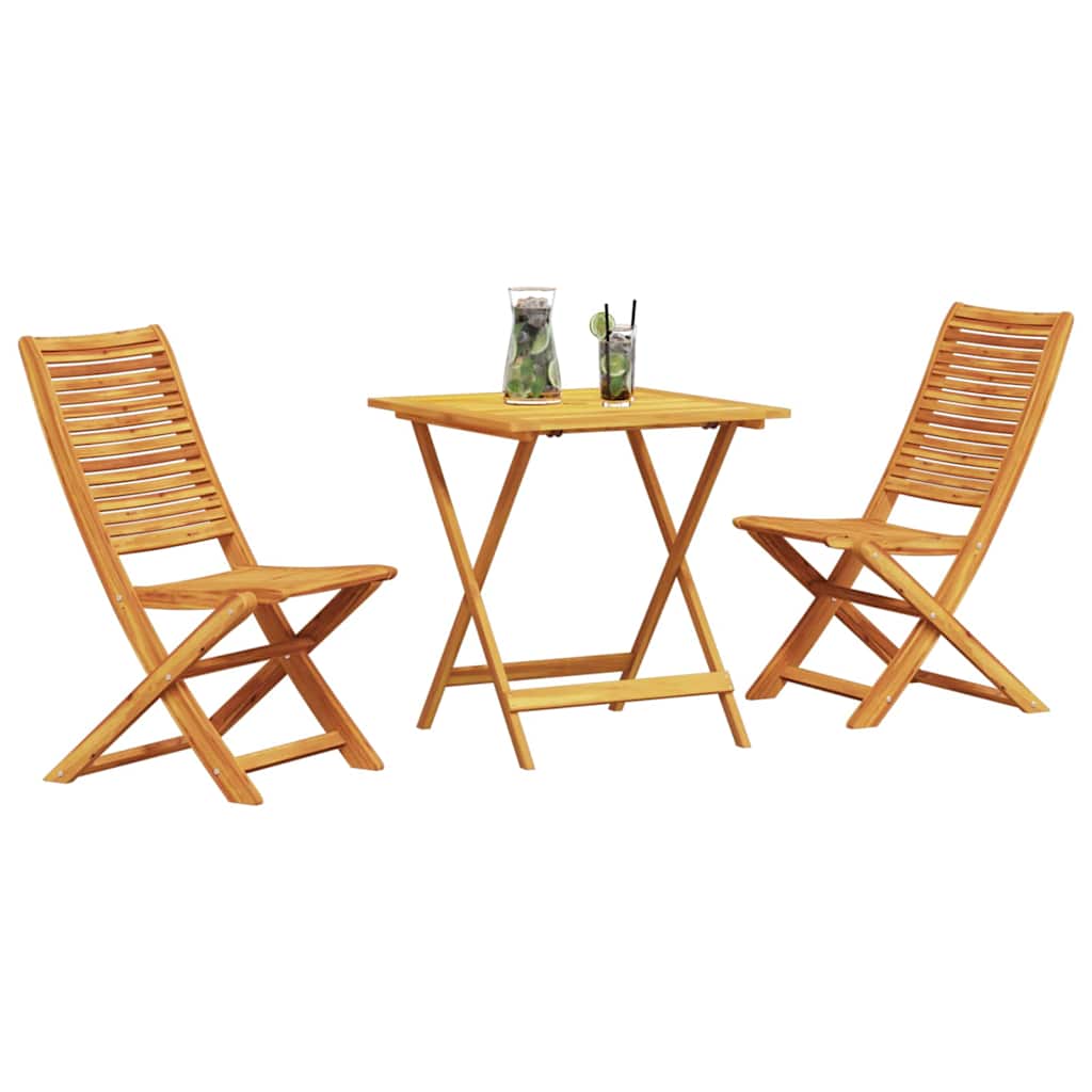 Folding Bistro Set Folding 3 pcs Brown Solid acacia wood