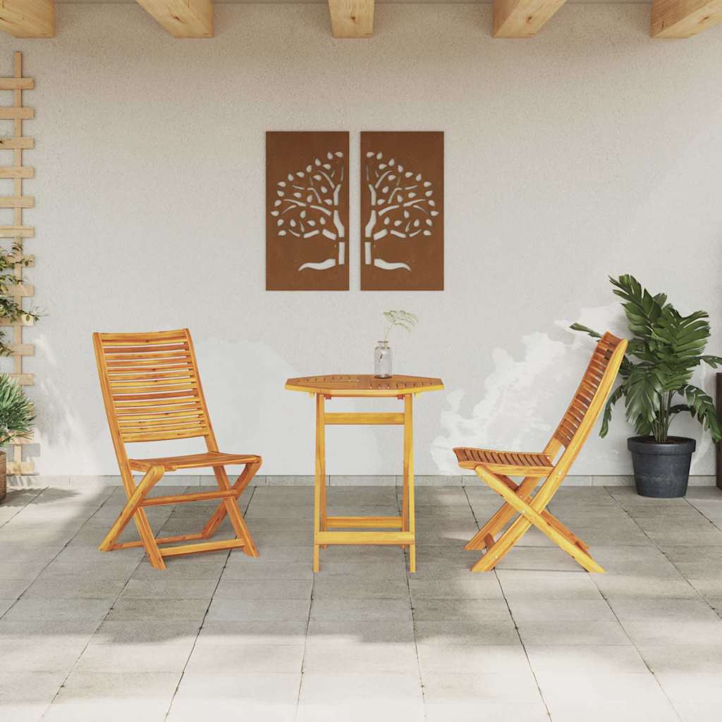 Folding Bistro Set Folding 3 pcs Brown Solid acacia wood