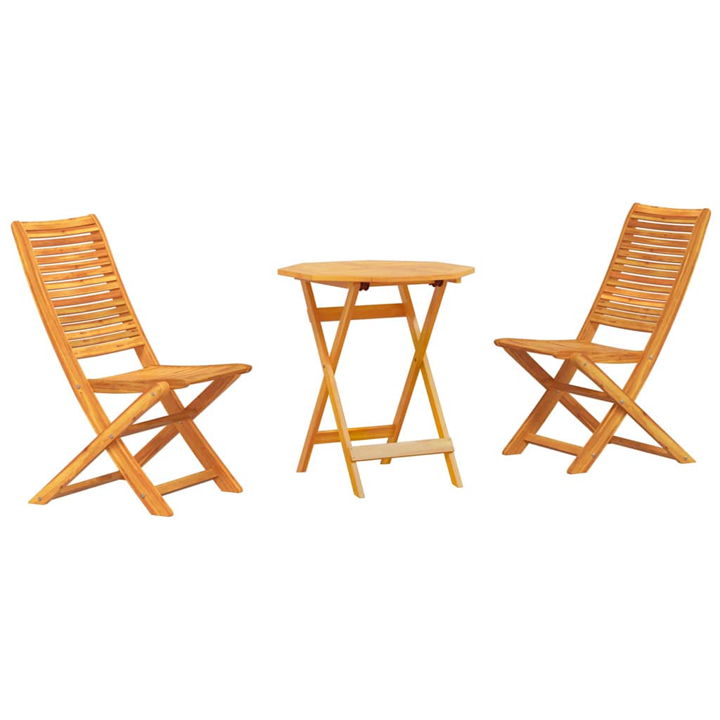 Folding Bistro Set Folding 3 pcs Brown Solid acacia wood