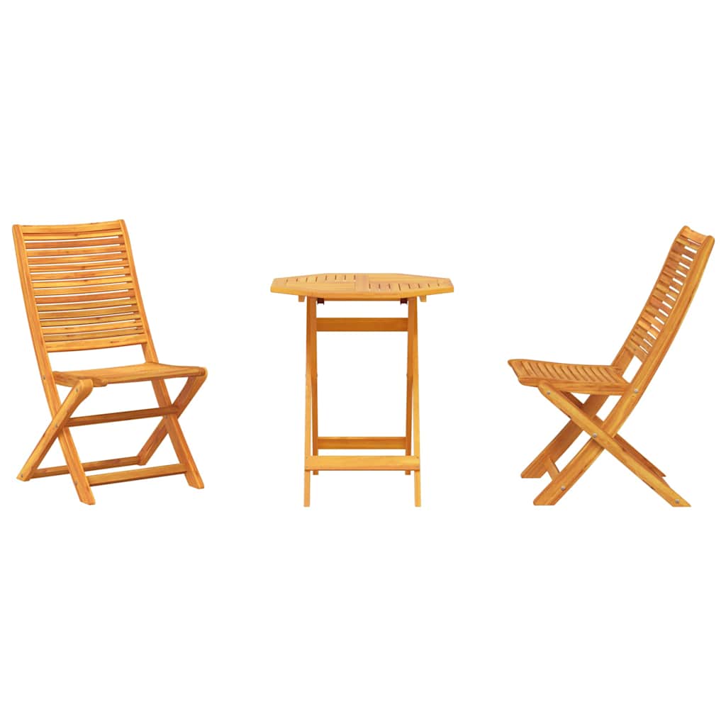 Folding Bistro Set Folding 3 pcs Brown Solid acacia wood