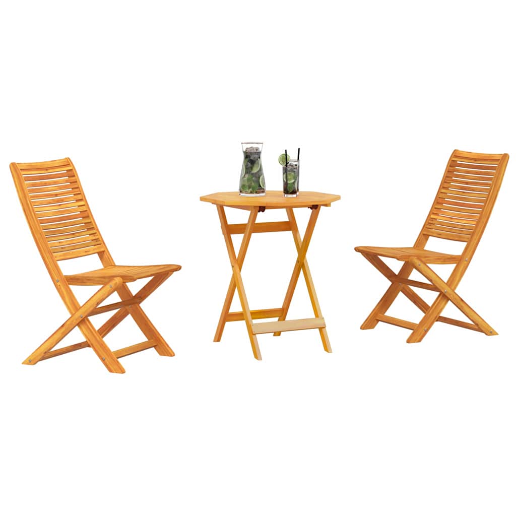 Folding Bistro Set Folding 3 pcs Brown Solid acacia wood