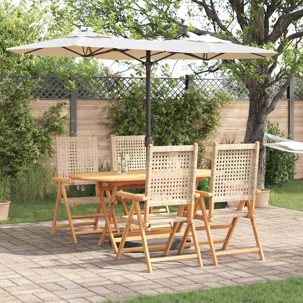 Garden Dining Set 5 pcs Beige Solid acacia wood and poly rattan