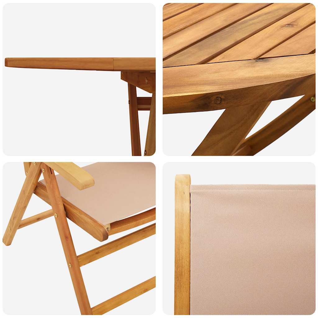 Garden Dining Set Folding 5 pcs Taupe Solid acacia wood