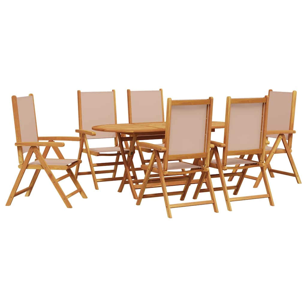 Garden Dining Set Folding 7 pcs Taupe Solid acacia wood