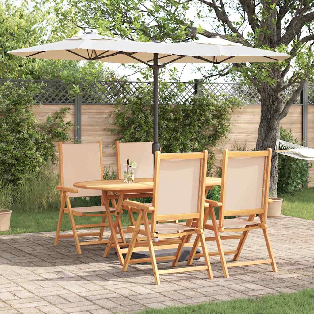 Garden Dining Set Folding 5 pcs Beige Solid acacia wood