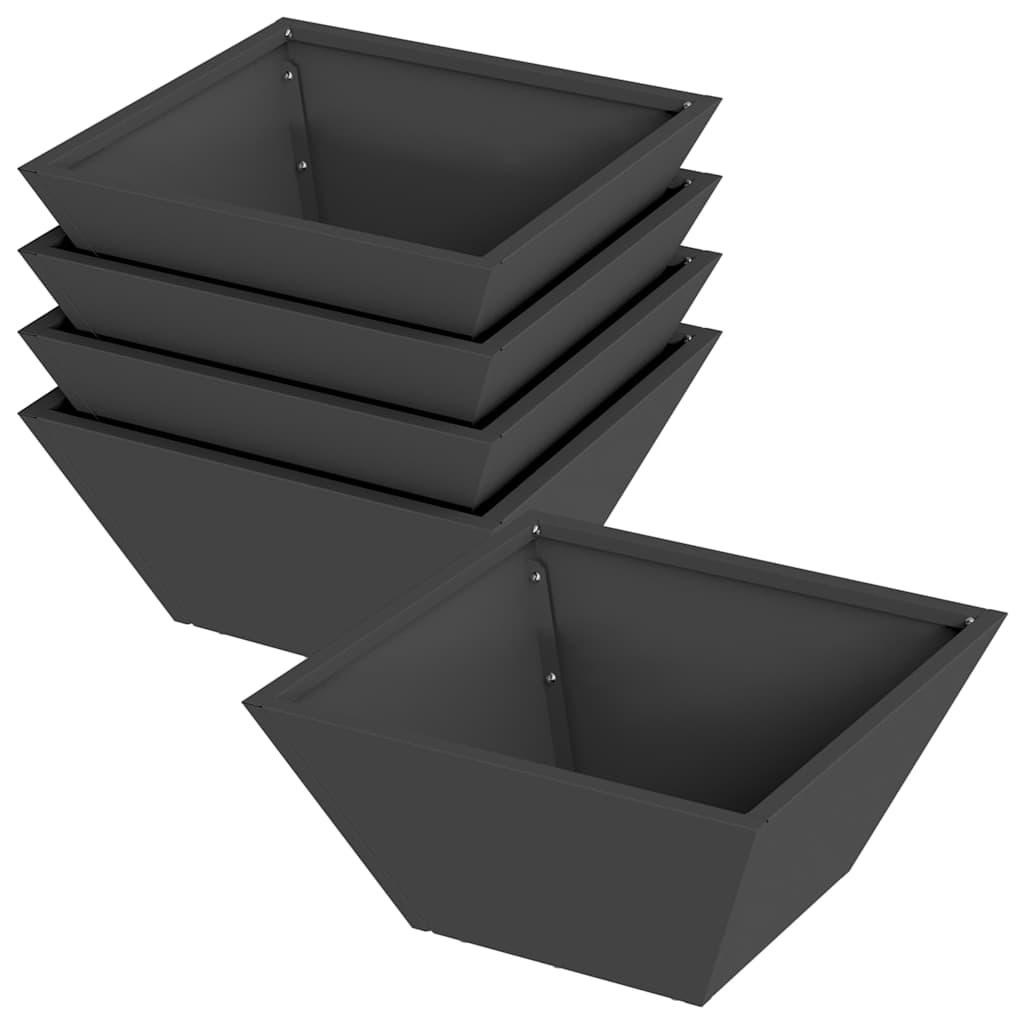 Garden Planter 5 pcs Black 35 x 35 x 15 cm Cold-rolled Steel