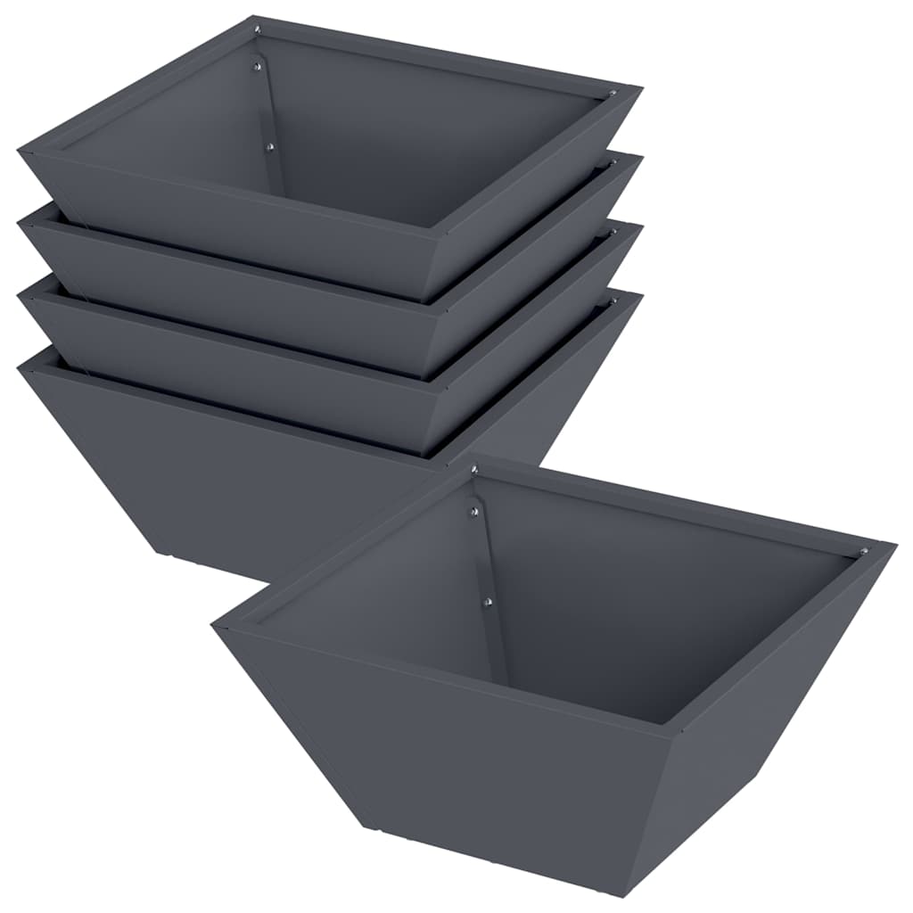Garden Bowl Planter 5 pcs Anthracite 35 x 35 x 15 cm Steel