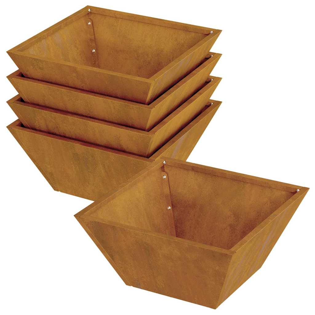 Garden Planter 5 pcs Rusty 35 x 35 x 15 cm Weathering Steel