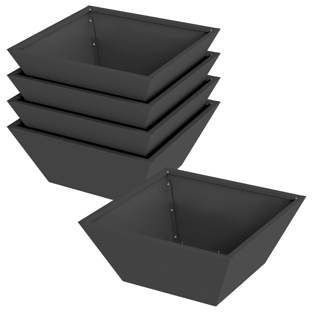 Garden Planter 5 pcs Black 40 x 40 x 15 cm Cold-rolled Steel