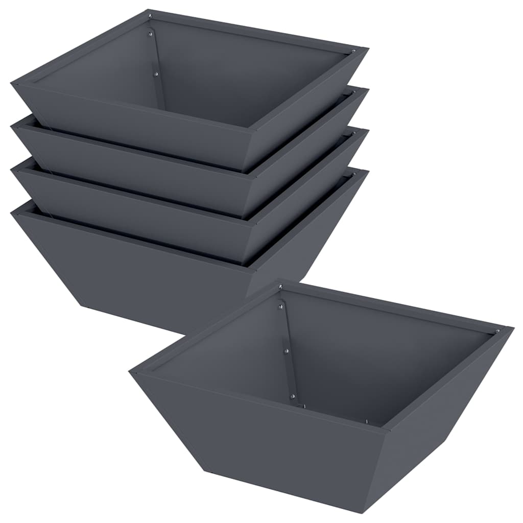 Garden Bowl Planter 5 pcs Anthracite 40 x 40 x 15 cm Steel