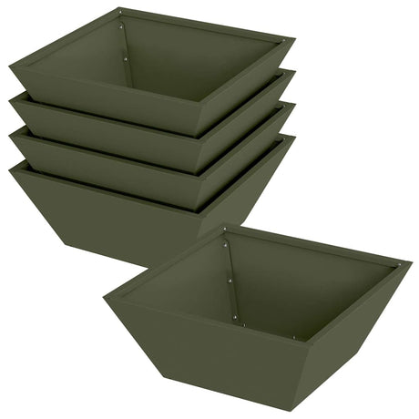Garden Bowl Planter 5 pcs Olive green 40 x 40 x 15 cm Steel