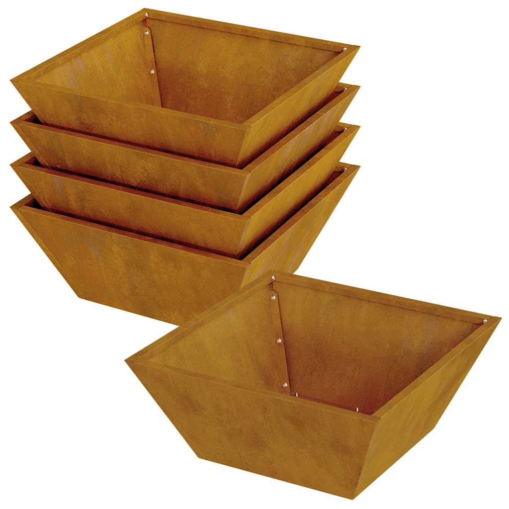 Garden Planter 5 pcs Rusty 40 x 40 x 15 cm Weathering Steel