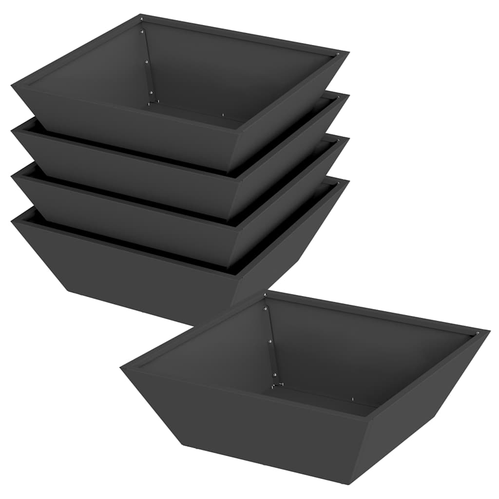 Garden Bowl Planter 5 pcs Black 50 x 50 x 15 cm Steel