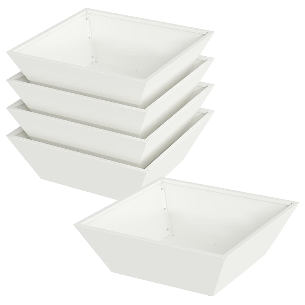 Garden Planter 5 pcs White 50 x 50 x 15 cm Cold-rolled Steel